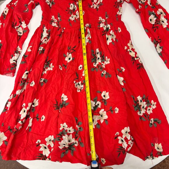 MSRP $64 Torrid Women's Size 2 (2X) Off the Shoulder Red Floral Pattern Dress - Picture 4 of 9